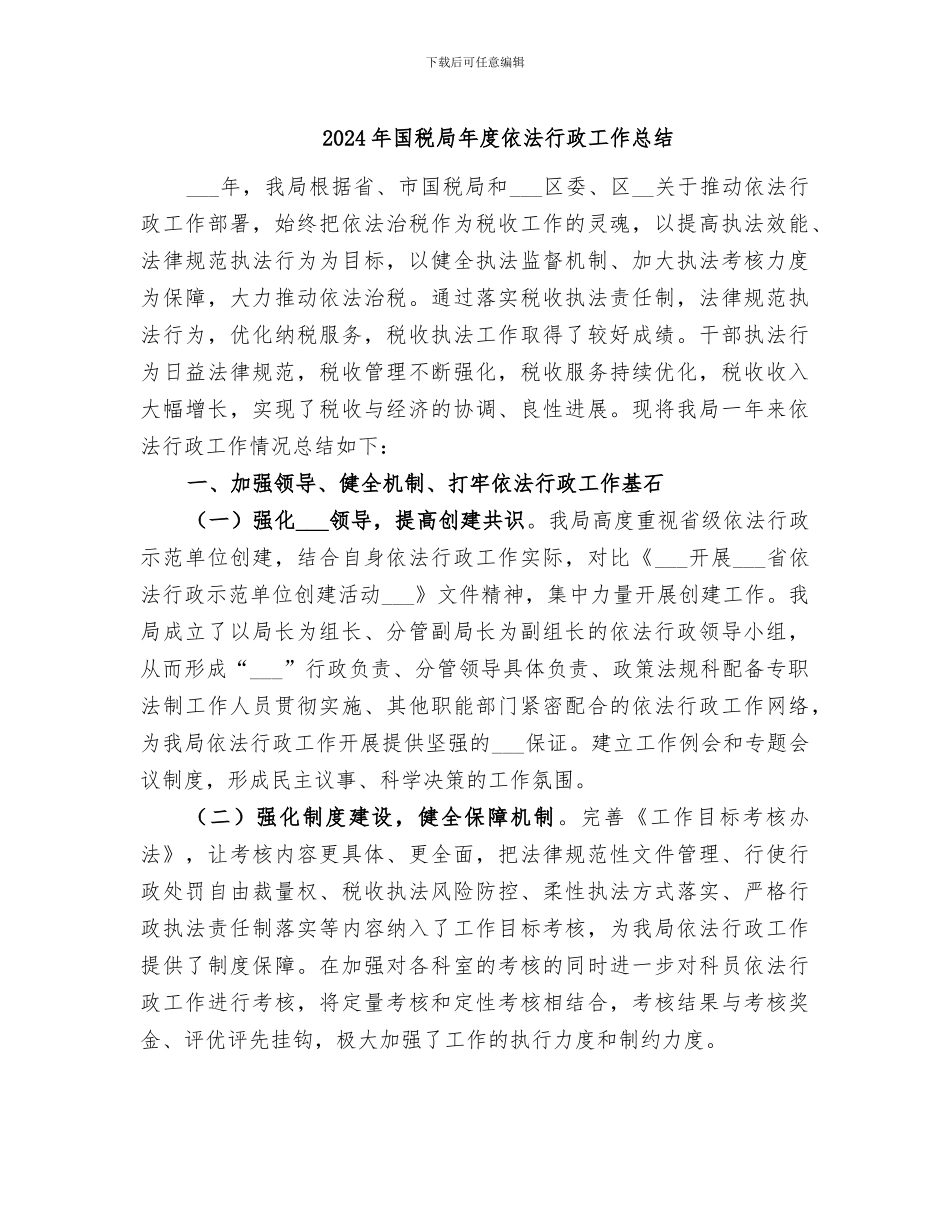 2024年国税局年度依法行政工作总结_第1页