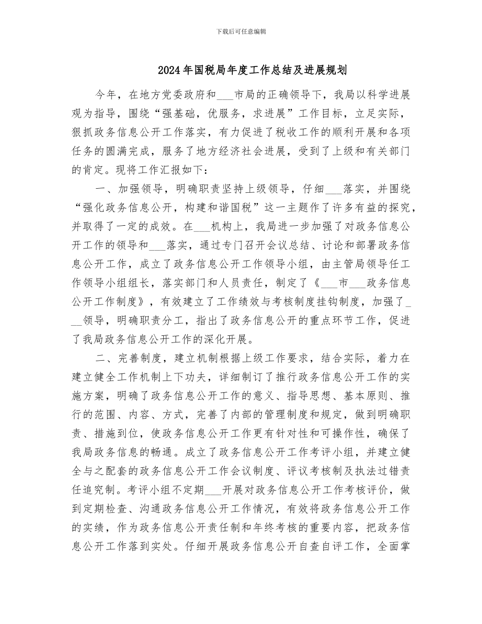 2024年国税局年度工作总结及发展规划_第1页