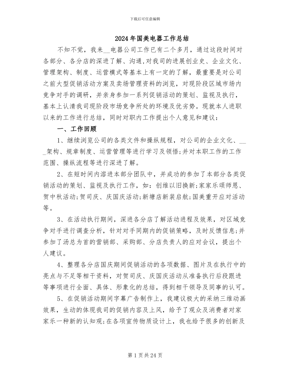 2024年国美电器工作总结_第1页