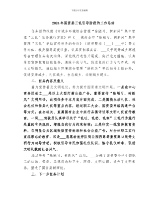 2024年国资委三乱引导阶段的工作总结