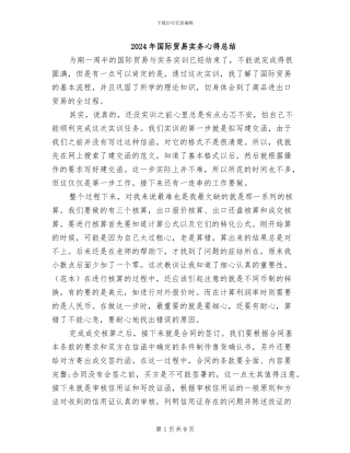 2024年国际贸易实务心得总结