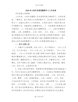 2024年土地开发复垦整理中心工作总结