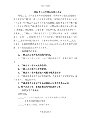 2024年土木工程认知实习总结