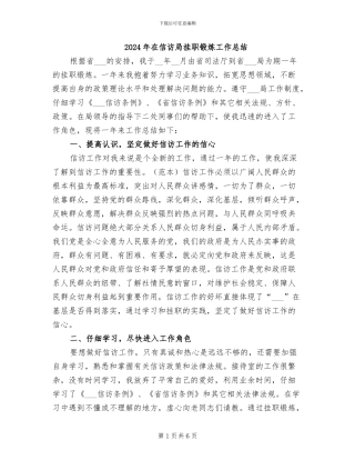 2024年在信访局挂职锻炼工作总结