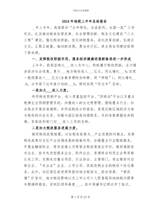 2024年地税上半年总结报告