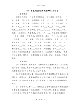 2024年地质灾害应急避险演练工作总结