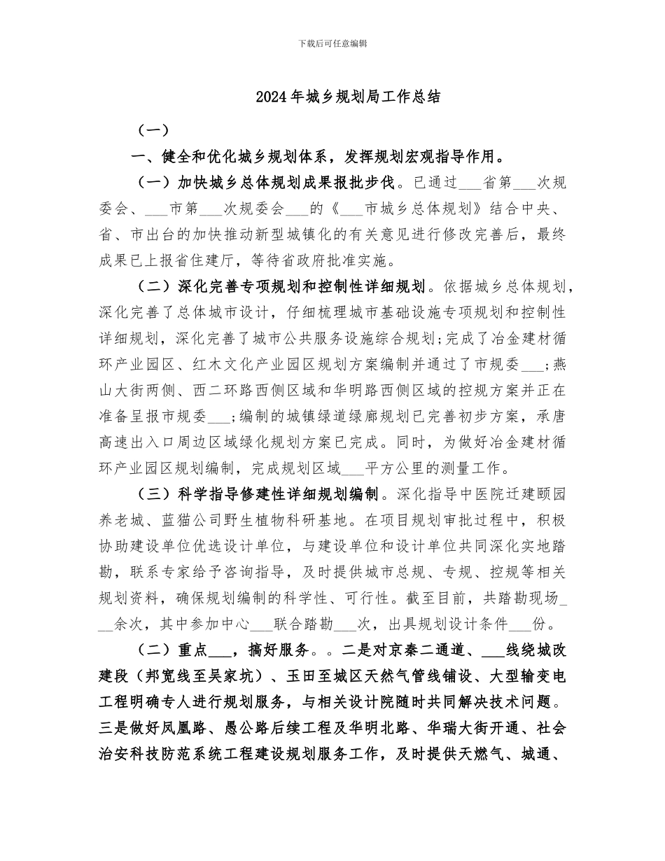 2024年城乡规划局工作总结_第1页