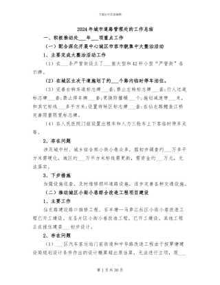 2024年城市道路管理处的工作总结