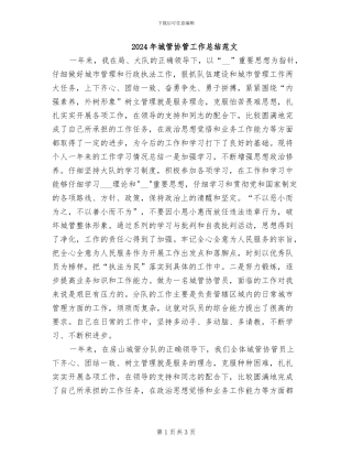 2024年城管协管工作总结范文