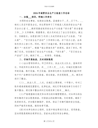 2024年城管安全生产大检查工作总结