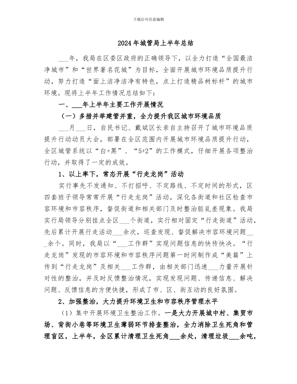 2024年城管局上半年总结_第1页