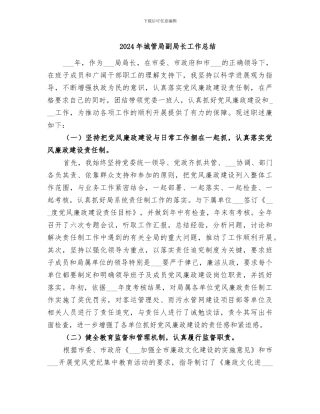 2024年城管局副局长工作总结