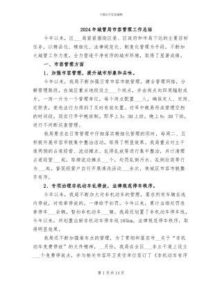 2024年城管局市容管理工作总结