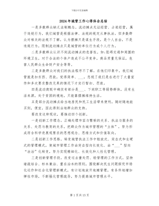 2024年城管工作心得体会总结