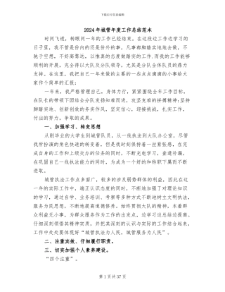 2024年城管年度工作总结范本