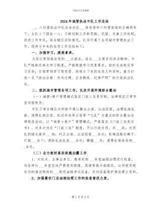 2024年城管执法中队工作总结