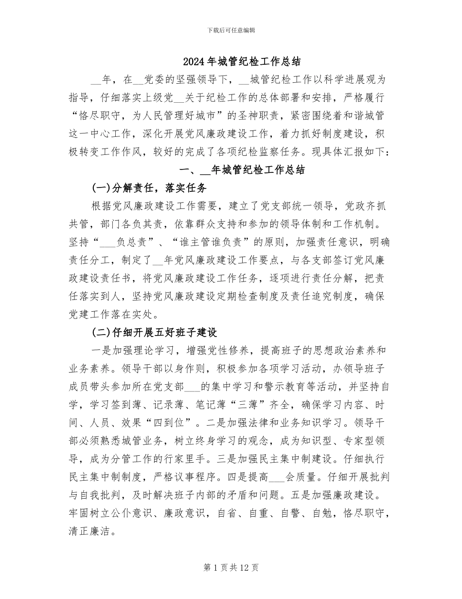 2024年城管纪检工作总结_第1页