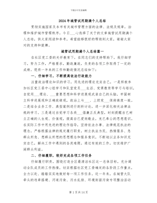 2024年城管试用期满个人总结