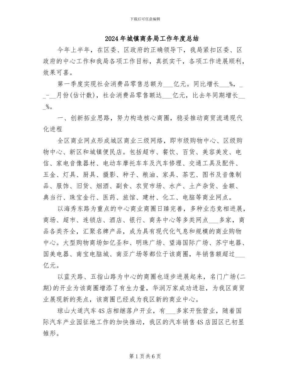 2024年城镇商务局工作年度总结_第1页