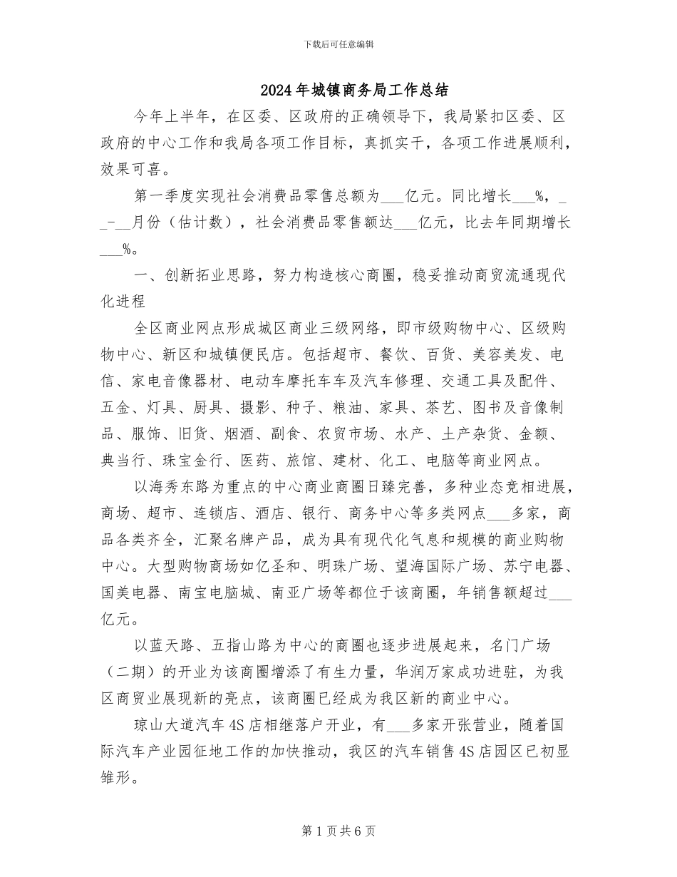 2024年城镇商务局工作总结_第1页
