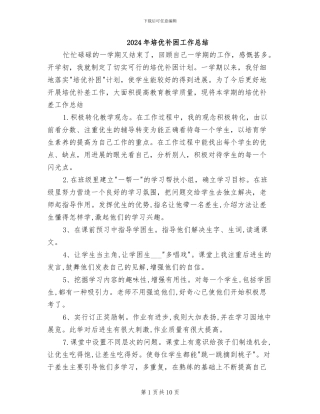 2024年培优补困工作总结