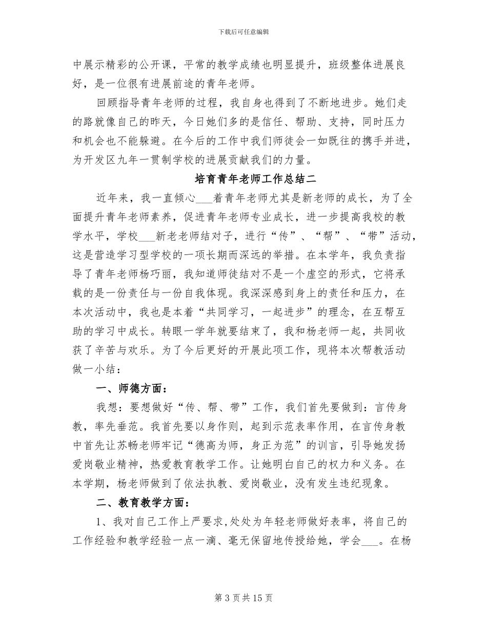2024年培养青年教师工作总结_第3页