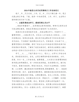 2024年基层公务员试用期转正工作总结范文