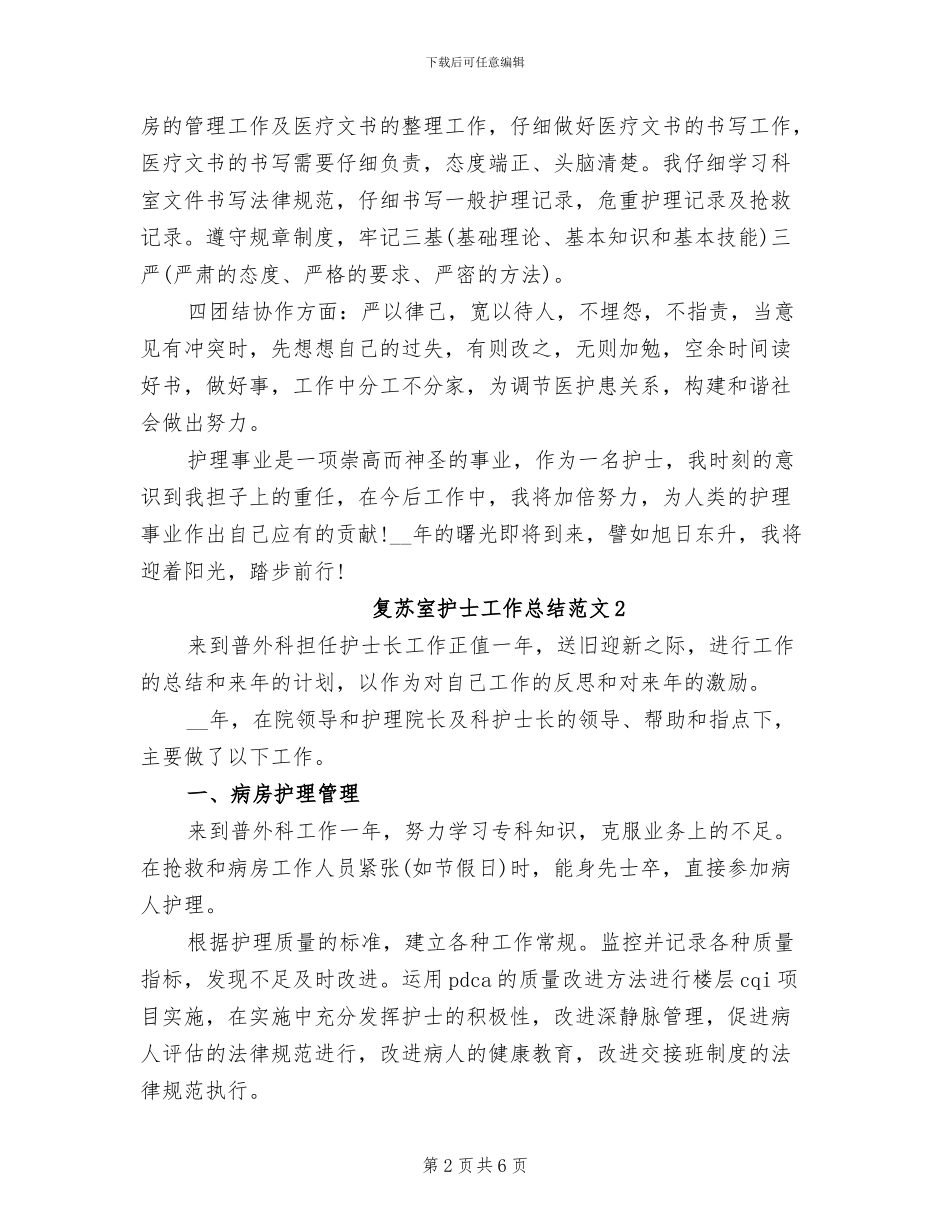 2024年复苏室护士工作总结_第2页