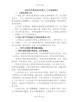 2024年外贸业务员年度个人工作总结范文