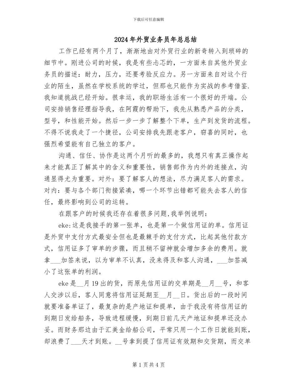 2024年外贸业务员年总总结_第1页