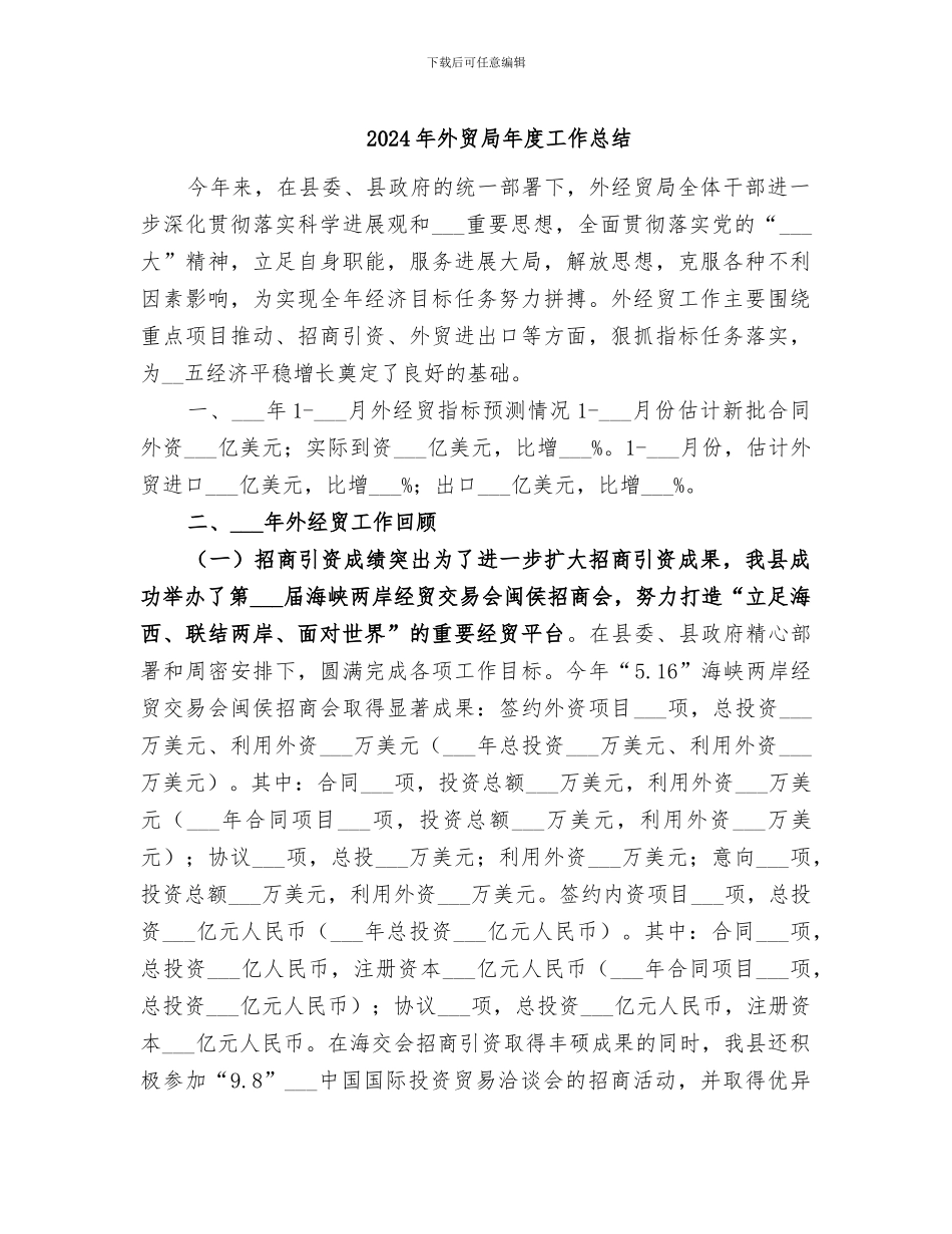 2024年外贸局年度工作总结_第1页