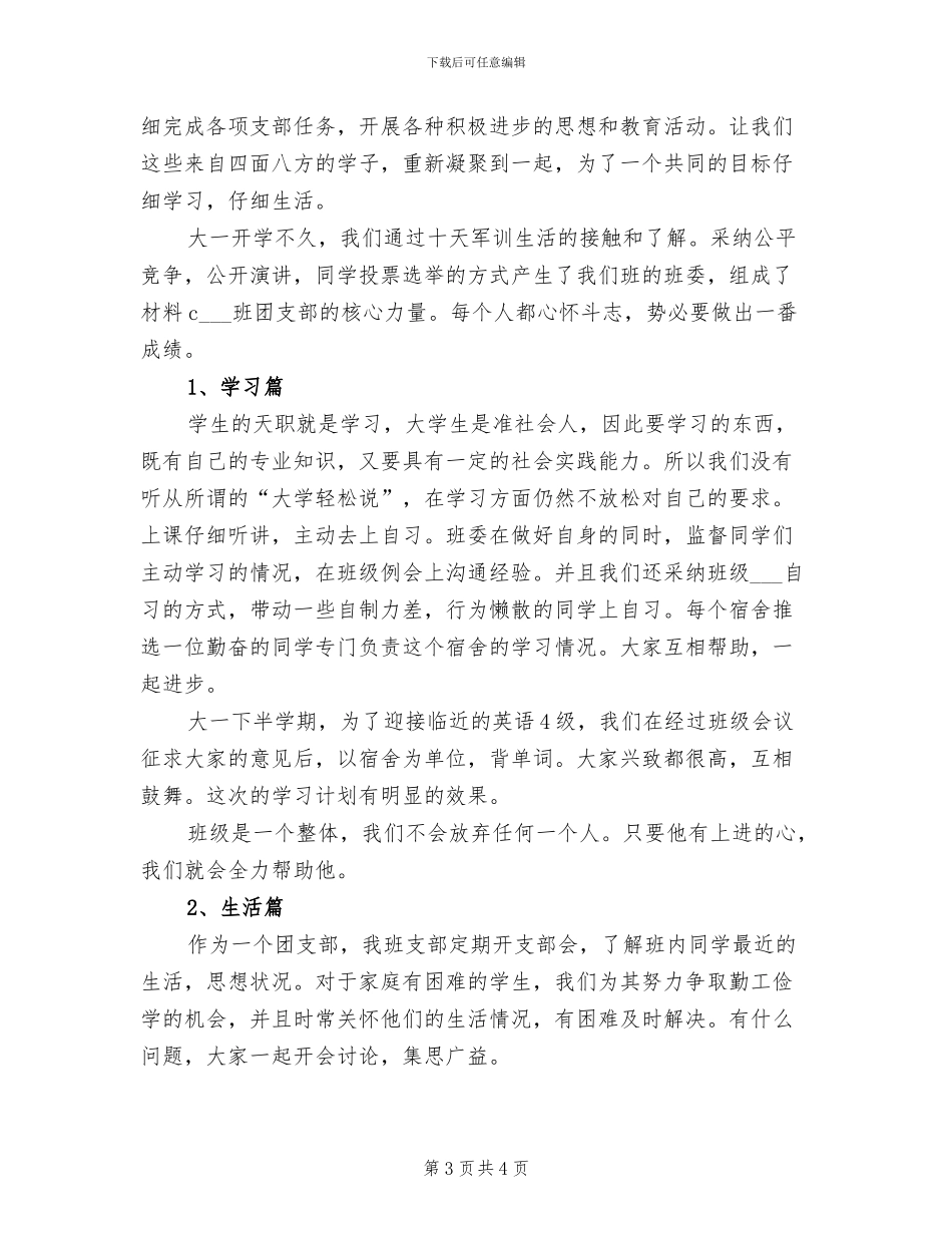 2024年大一团支部个人总结_第3页