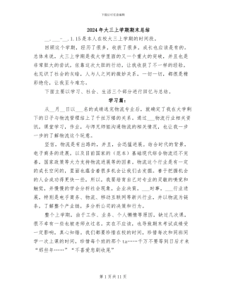 2024年大三上学期期末总结