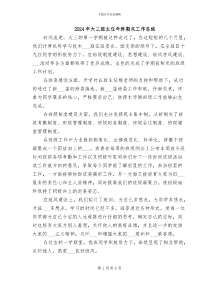 2024年大三班主任年终期末工作总结