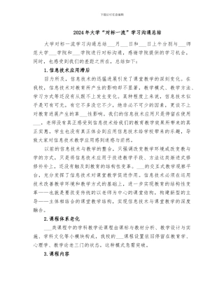 2024年大学“对标一流”学习交流总结