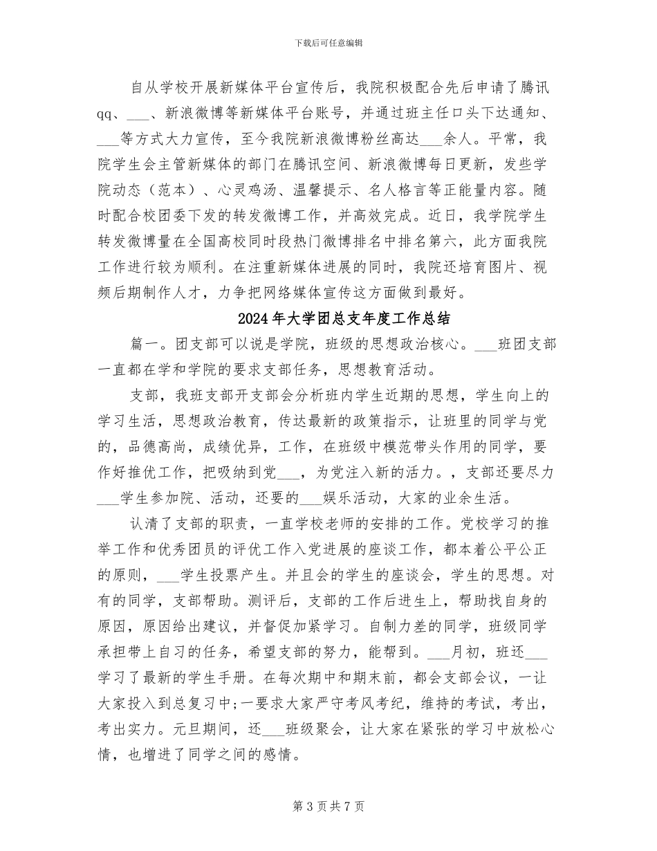 2024年大学团总支工作总结范文_第3页