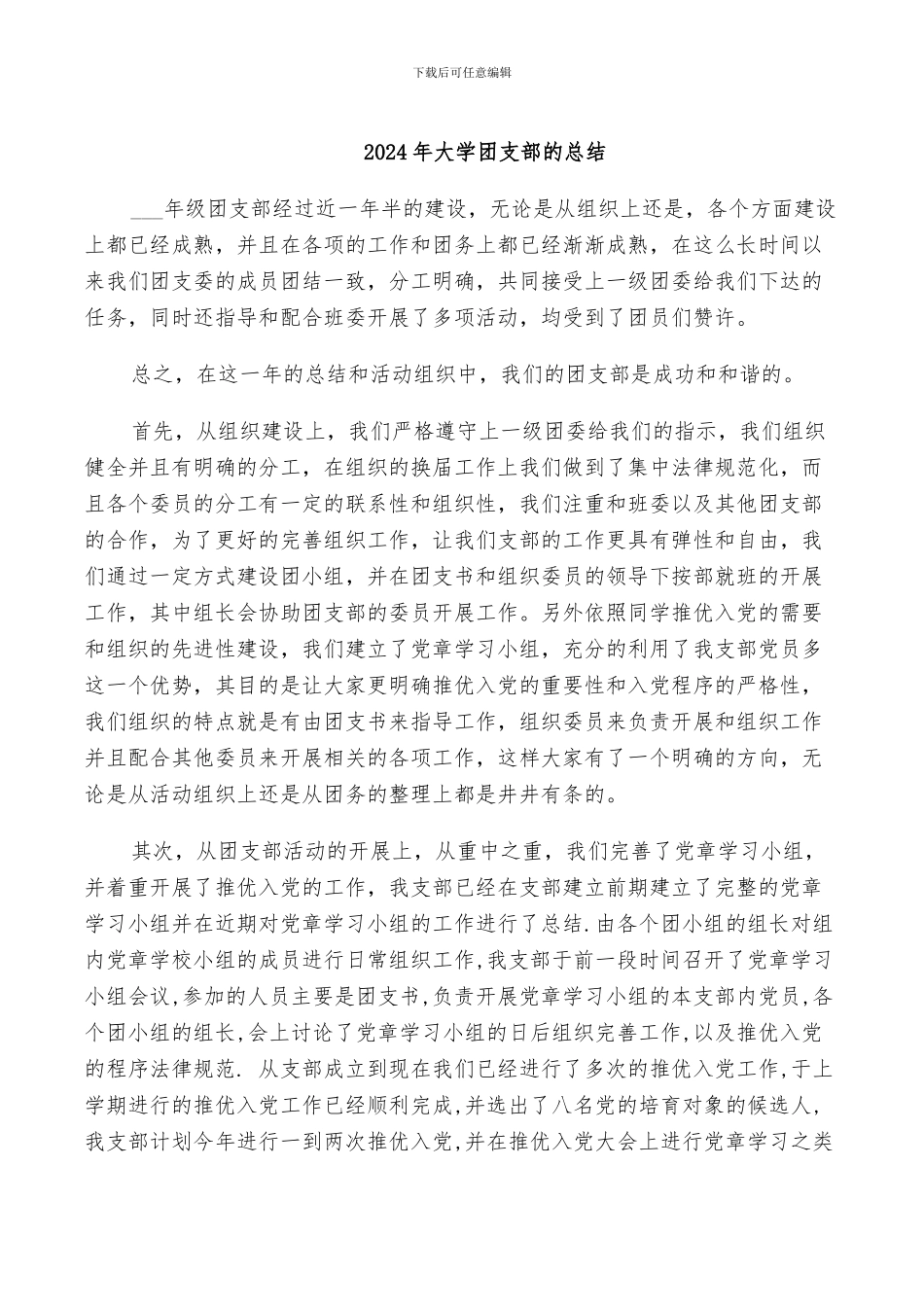 2024年大学团支部的总结_第1页
