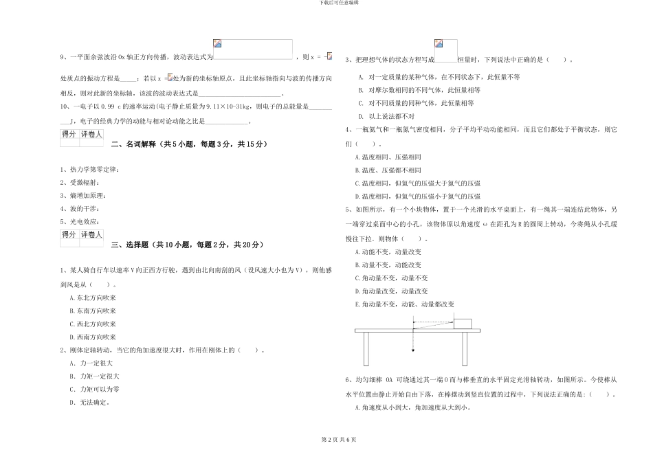 2024年大学大气科学专业《大学物理》考前冲刺试题D卷-附解析_第2页