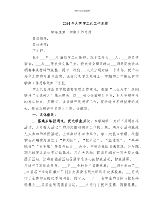 2024年大学学工处工作总结