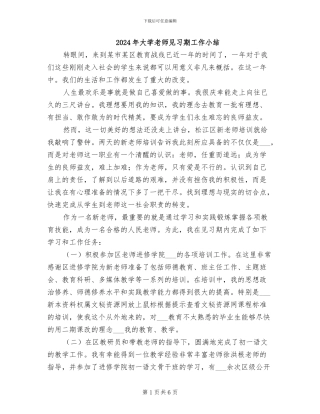 2024年大学教师见习期工作小结