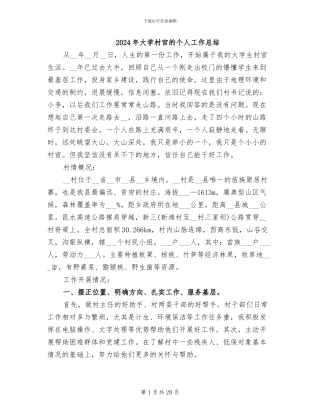 2024年大学村官的个人工作总结
