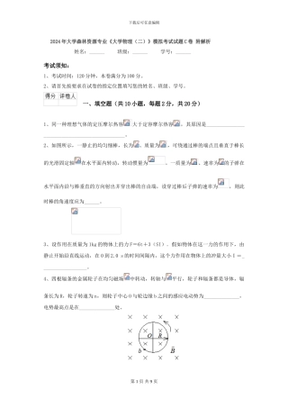 2024年大学森林资源专业《大学物理》模拟考试试题C卷-附解析