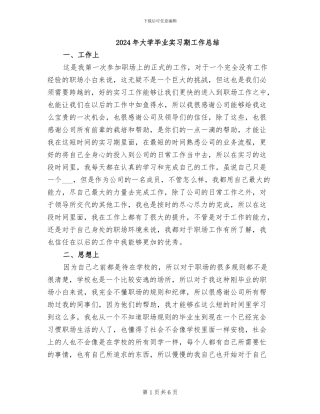2024年大学毕业实习期工作总结