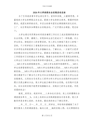 2024年大学班级社会实践活动总结