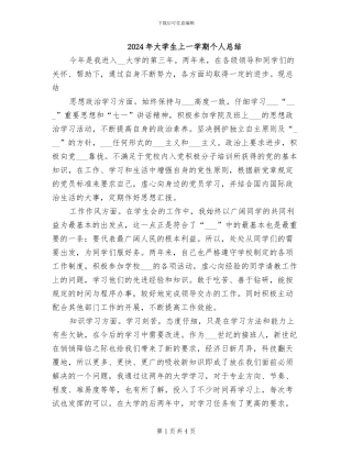 2024年大学生上一学期个人总结
