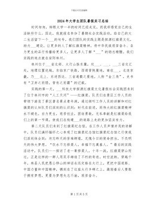 2024年大学生团队暑假实习总结