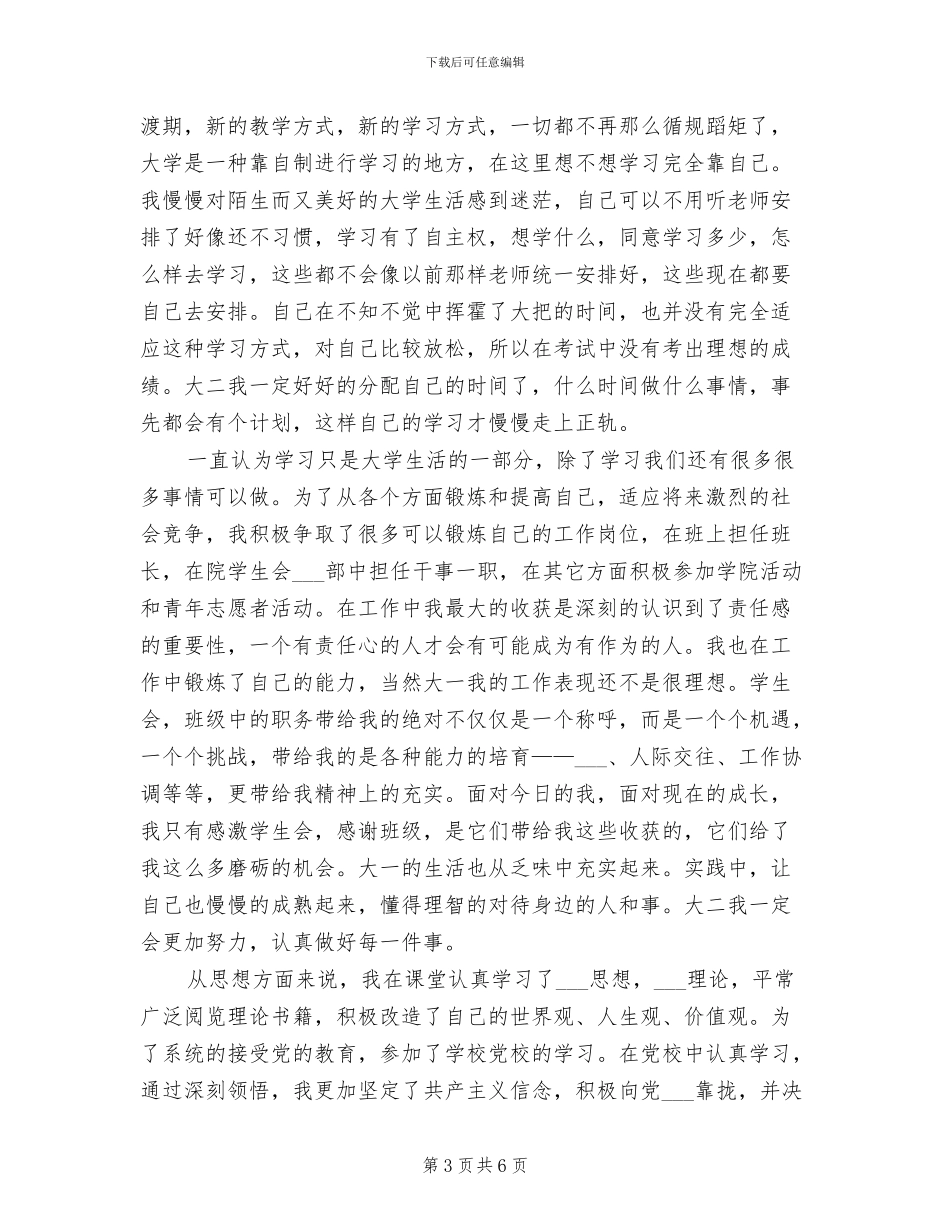 2024年大学生大一学年总结_第3页