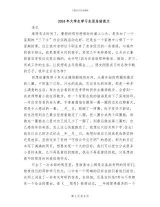 2024年大学生学习生活总结范文
