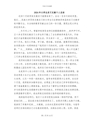 2024年大学生实习支教个人总结