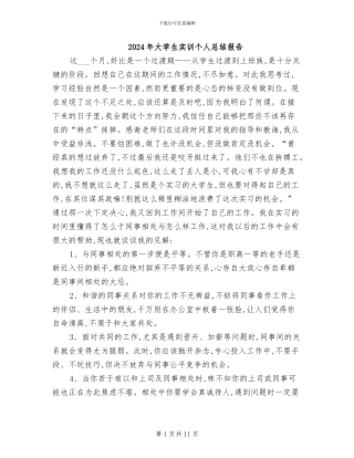 2024年大学生实训个人总结报告